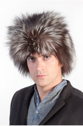 Silver fox fur hat for men